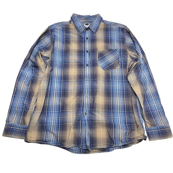 The North Face Button Shirt L‎ Large Plaid Blue Gray Long Sleeve Outdoor Mens - Picture 1 of 4